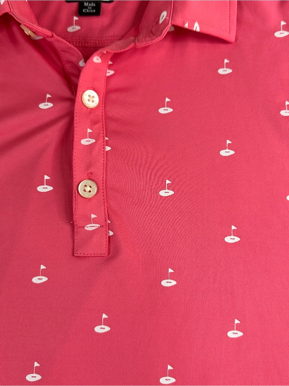 FootJoy Polo Shirt Mens Lg Pink Golf Flag Print Athletic Fit Heritage Club - 547